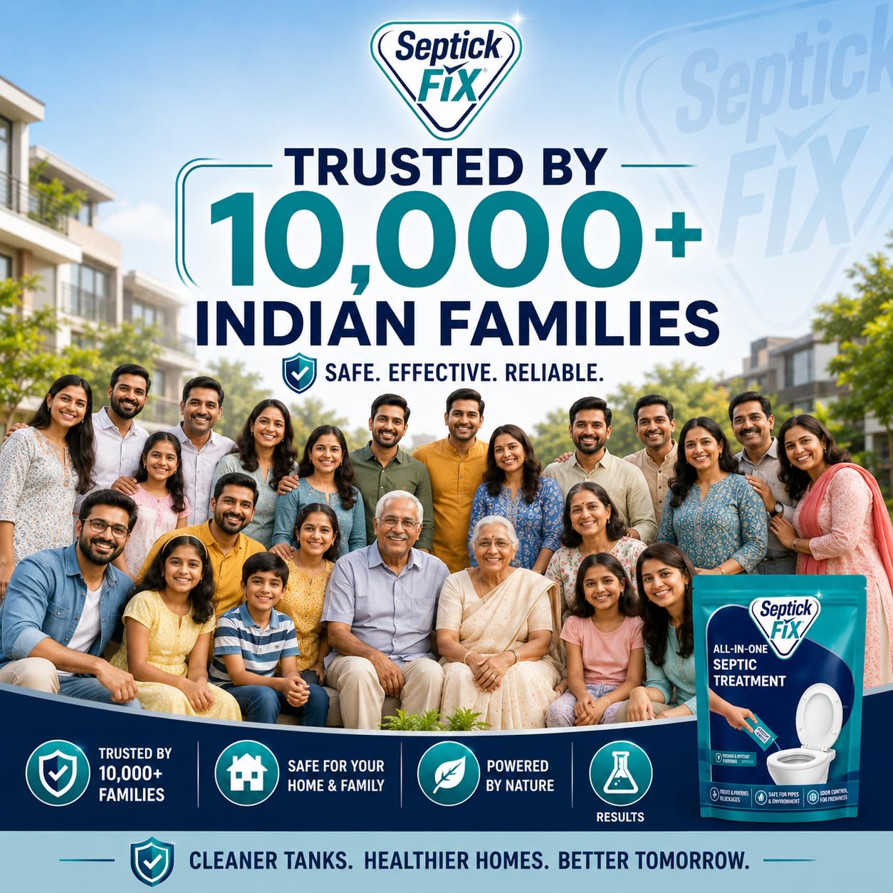 Septic Tank Cleaning Powder | 10X Powerful | (250x3) 750gms | Septic Tank Bacteria Reduces Sludge Build-Up | Breaks Down Human Waste | Odour Removal Formula Septic Tank Treatment Powder