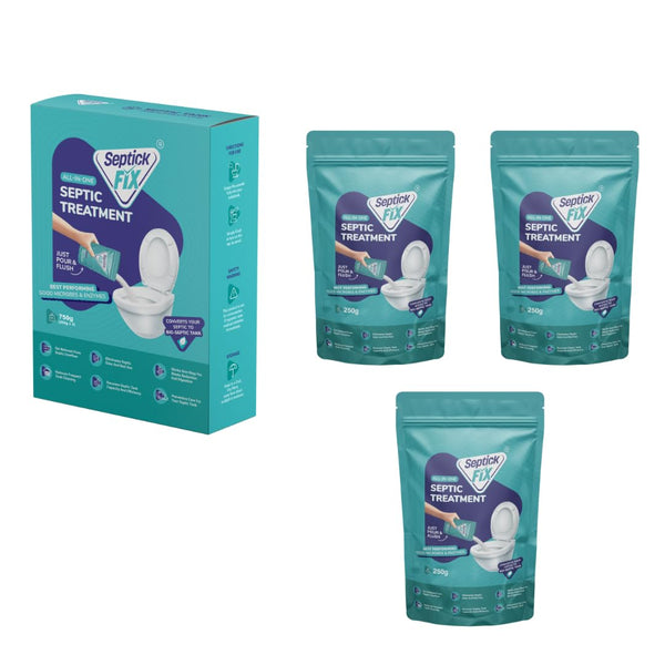 Septic Tank Cleaning Powder | 10X Powerful | (250x3) 750gms | Septic Tank Bacteria Reduces Sludge Build-Up | Breaks Down Human Waste | Odour Removal Formula Septic Tank Treatment Powder